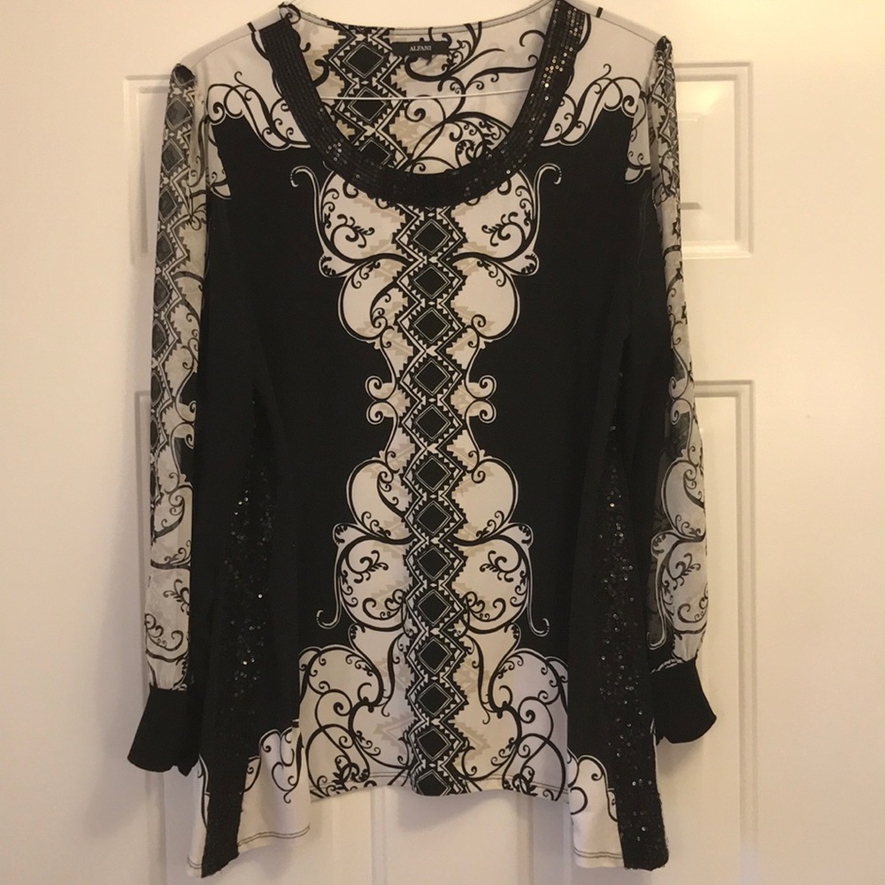 Black white and tan tunic