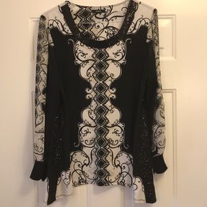 Black white and tan tunic