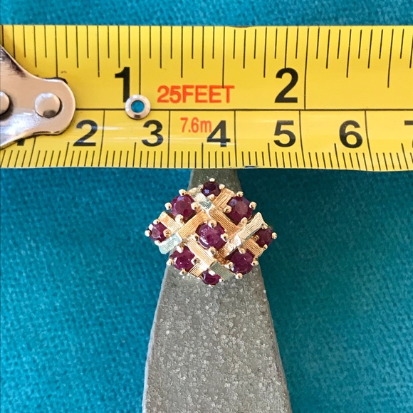 Vintage Faux Bamboo 14k and Ruby Ring - Picture 4 of 6