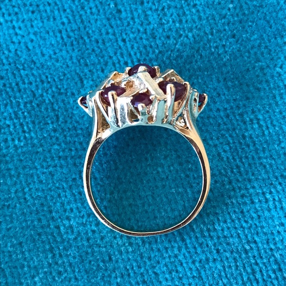 Vintage Faux Bamboo 14k and Ruby Ring - Picture 5 of 6