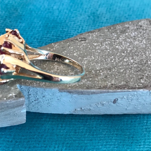 Vintage Faux Bamboo 14k and Ruby Ring - Picture 6 of 6