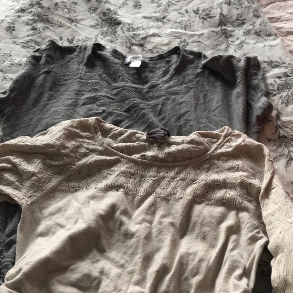 Tan and grey tops