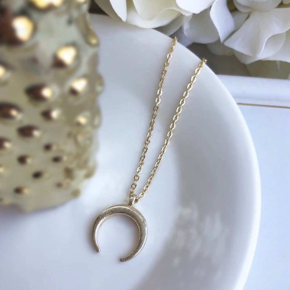 Petite gold crescent moon necklace 🌙