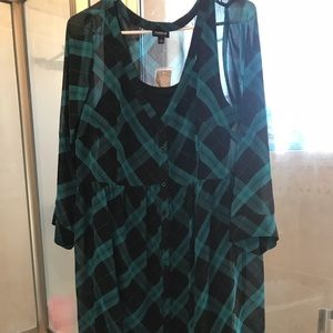NWT Torrid blue plaid T-shirt dress