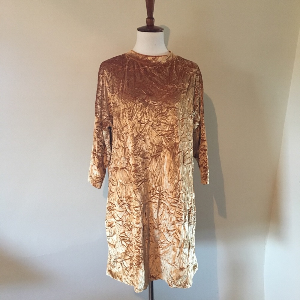 Zara Gold Velvet Mini Dress