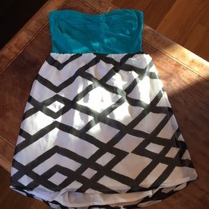 ROXY Strapless Dress 👗 Stretch Top Teal, Black