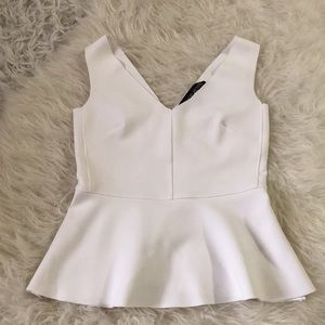 Topshop white body con peplum top