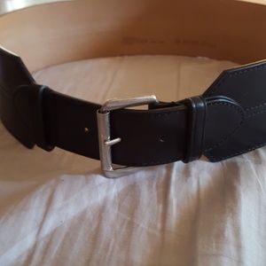Black leather belt with Silver Buckle