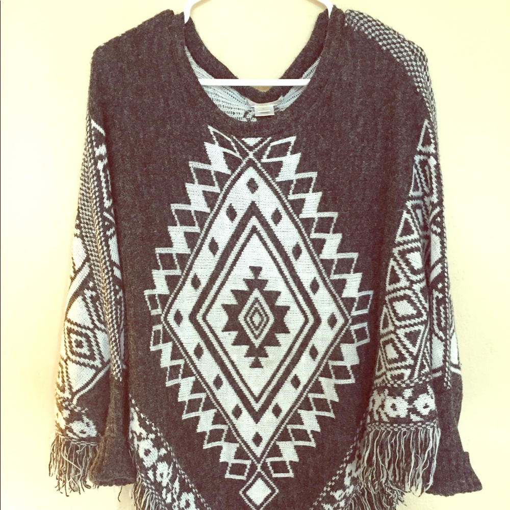 Geometric Poncho Sweater