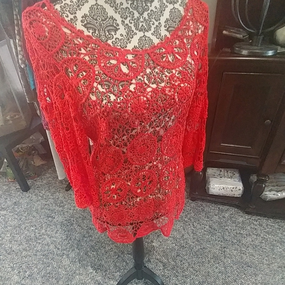 Deb Orange Lace over shirt