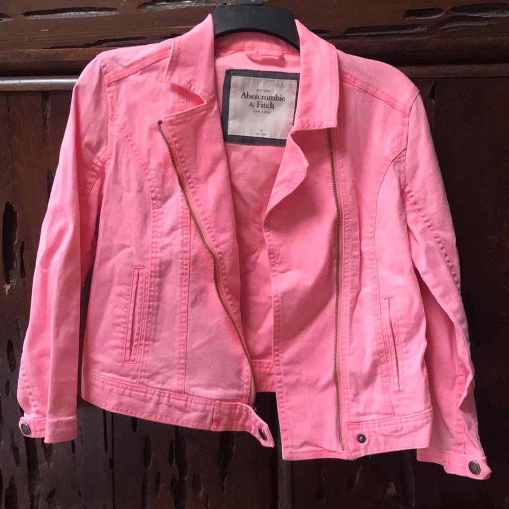 Abercrombie & Fitch hot pink denim jacket