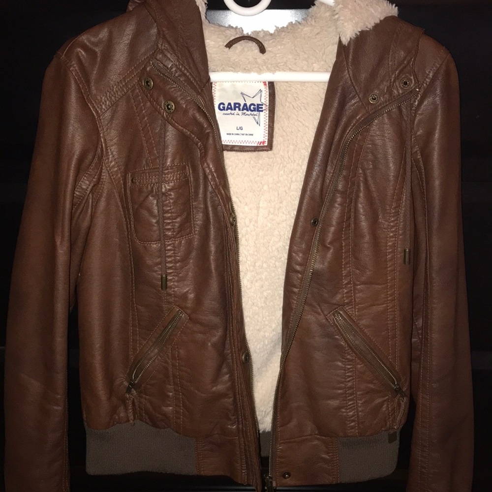 Brown Faux Leather Jacket