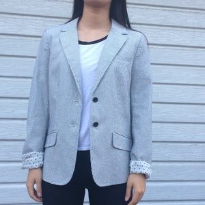 Cream blazer with pinstripes