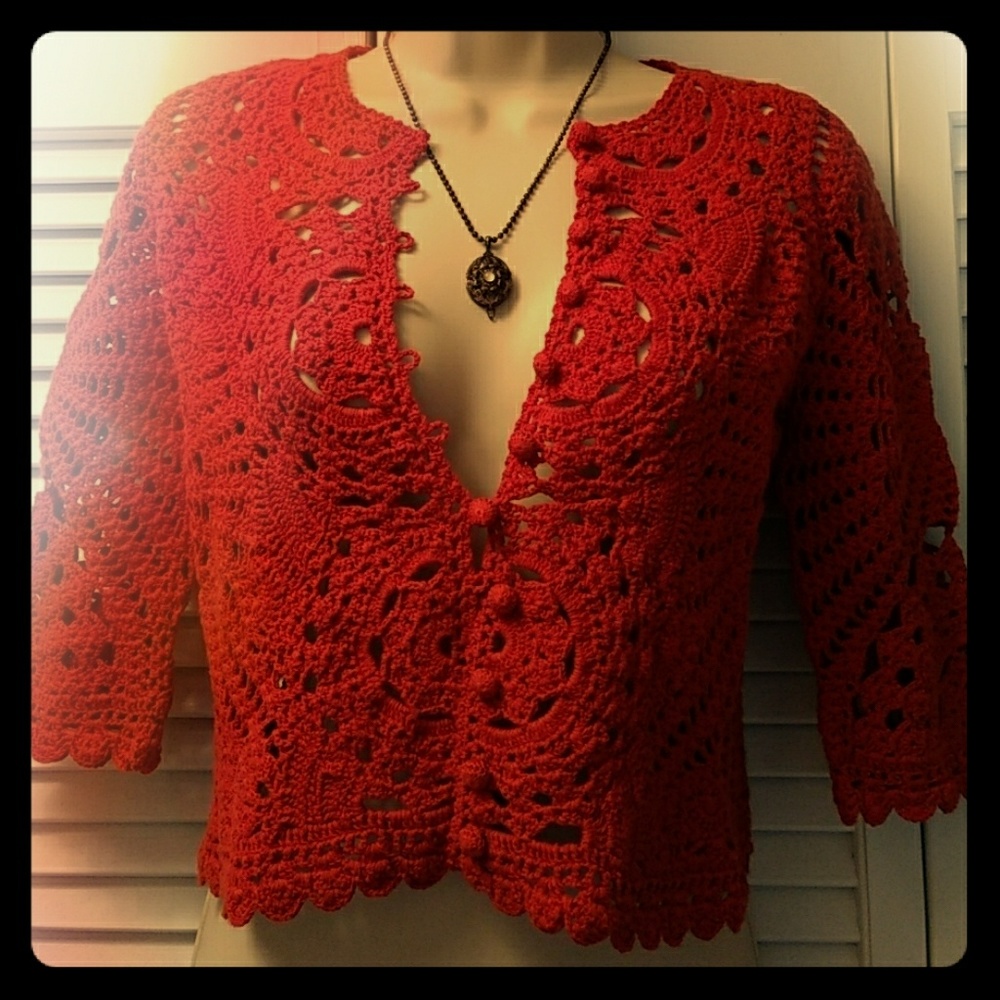 BCBG Max Azaria Crocheted Shrug