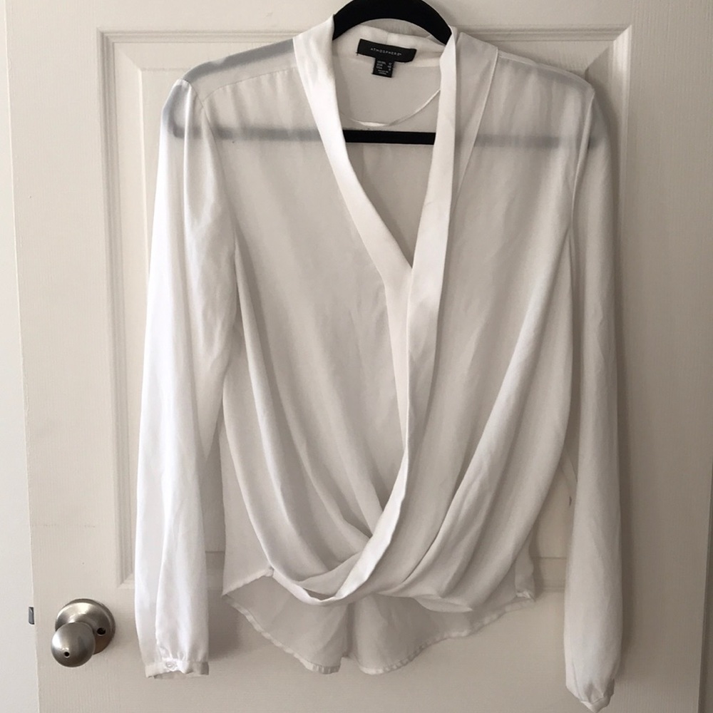 White Sheer Long Sleeve Blouse