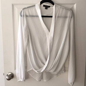 White Sheer Long Sleeve Blouse