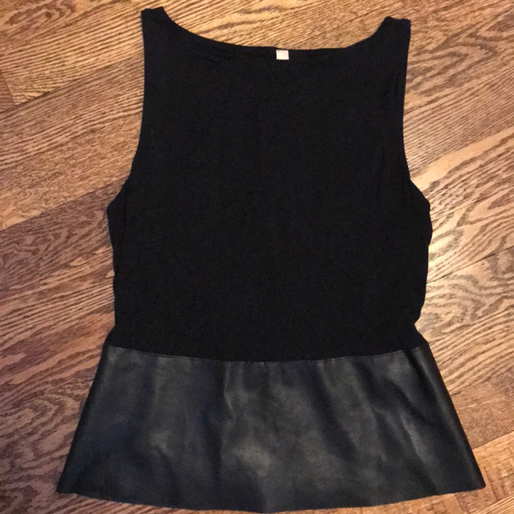 Saks Fifth leather trim top.