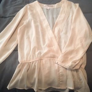 Forever 21 Tan open peplum blouse
