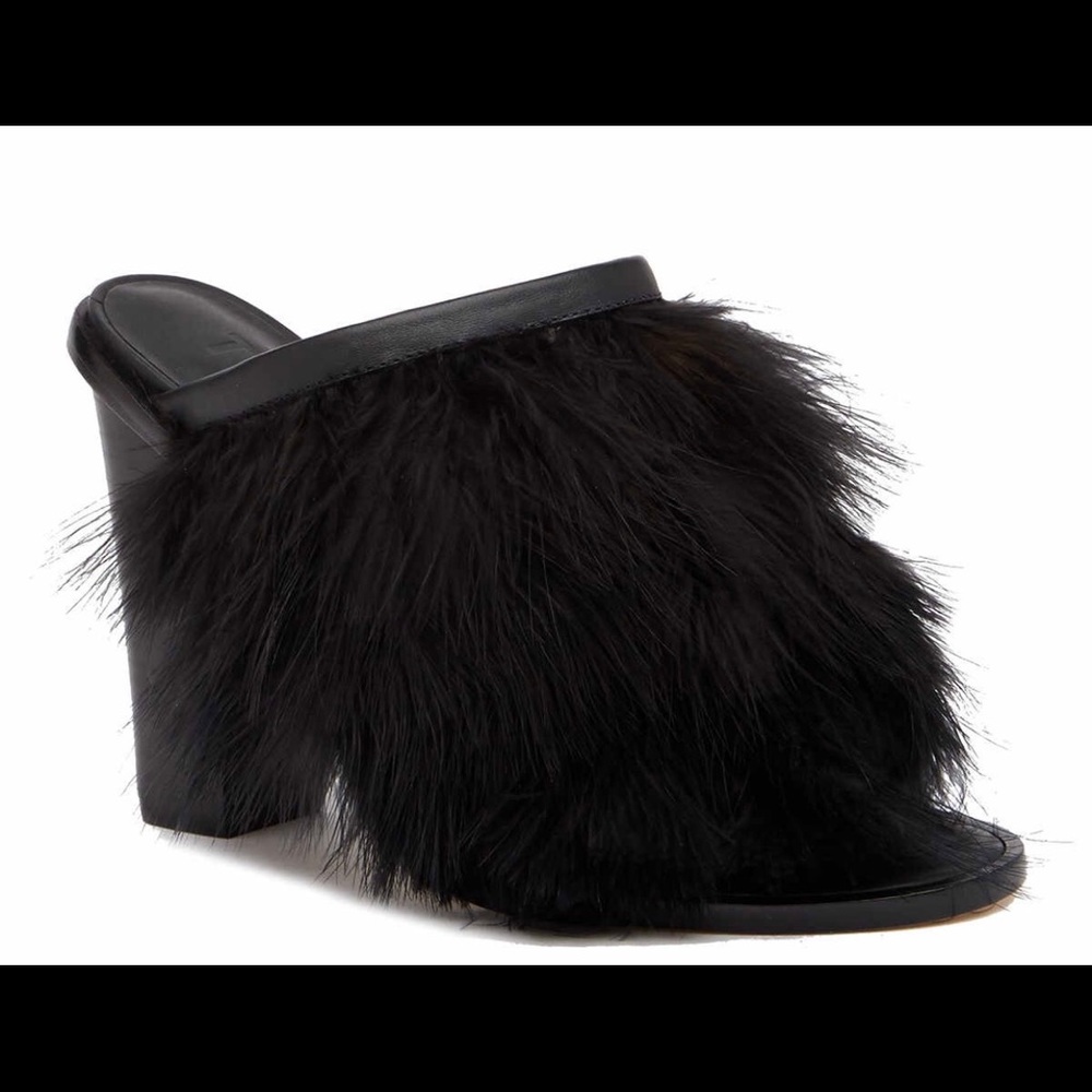 SOLD! Tibi Black Bee Feather Mules - Picture 1 of 3