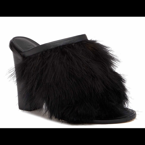 Tibi Shoes - SOLD! Tibi Black Bee Feather Mules