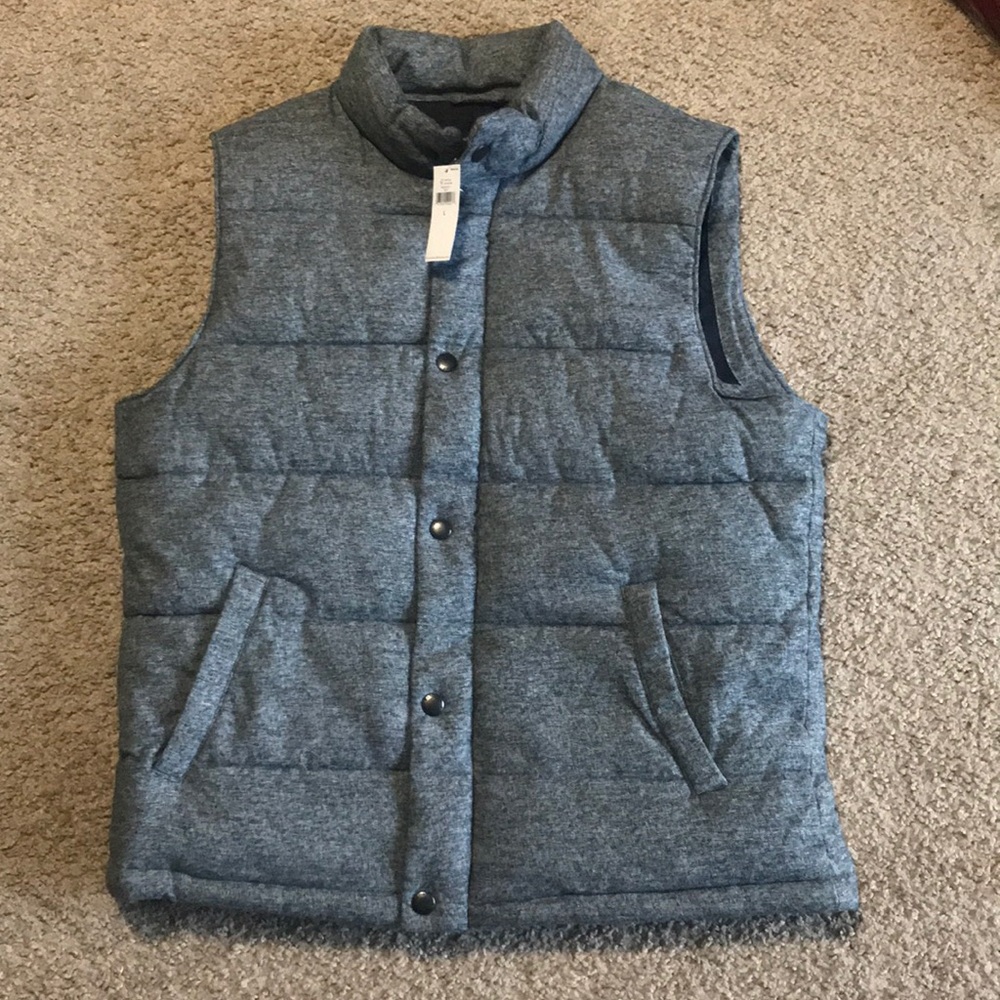 Grey Button Up w/ Zipper Puffer Vest