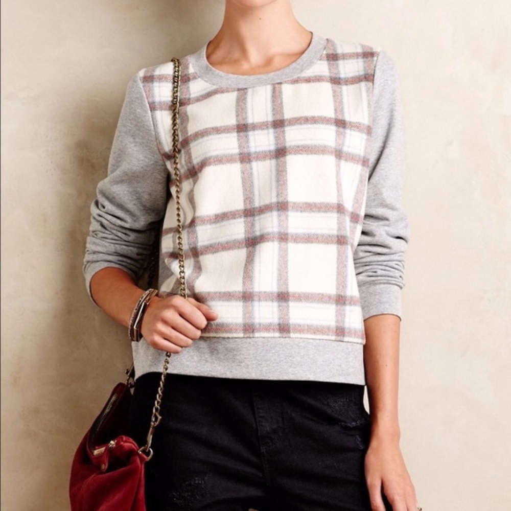 Anthropologie Plaid Sweatshirt