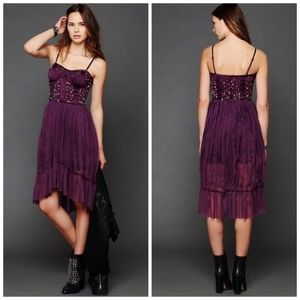Free People Hi Low Embellished Slip Dress