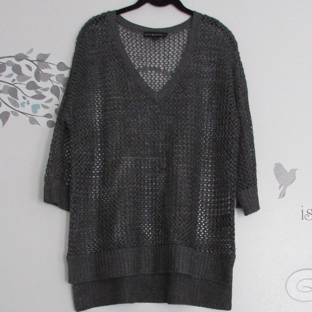 Rock & Republic Open Knit Skull Back Sweater