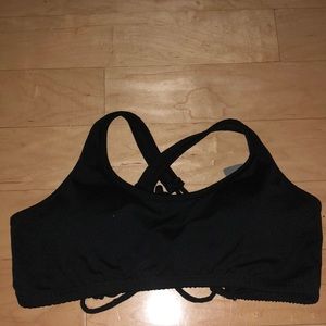 Black sports bra with open back