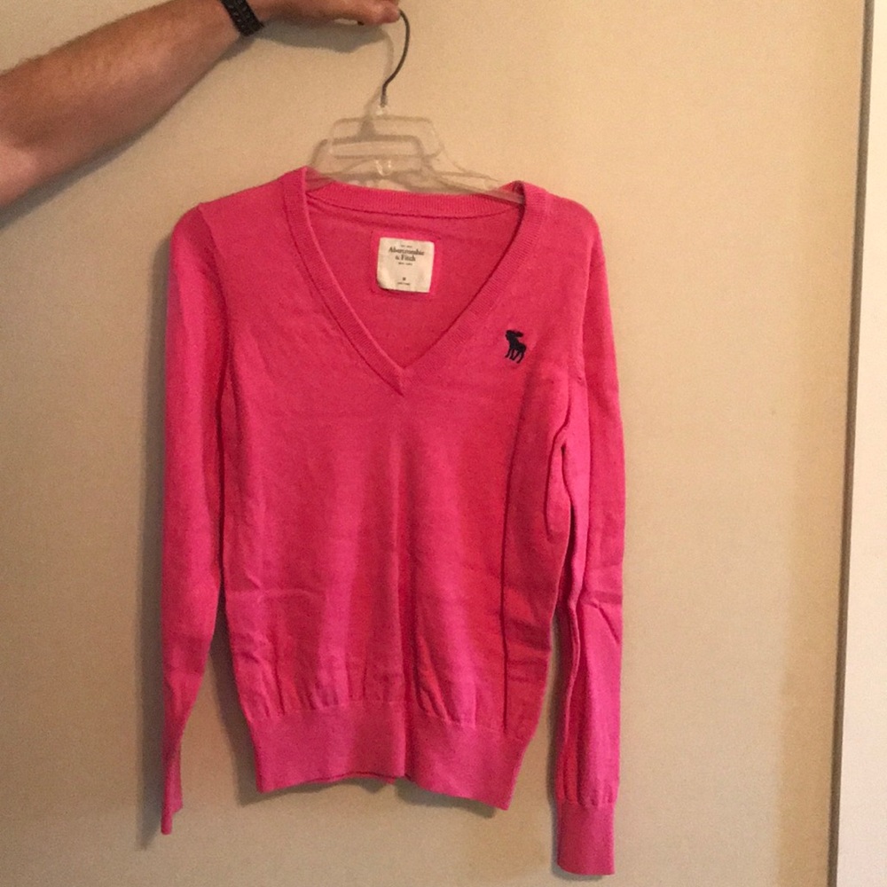 Abercrombie and Fitch Pink V neck Sweater