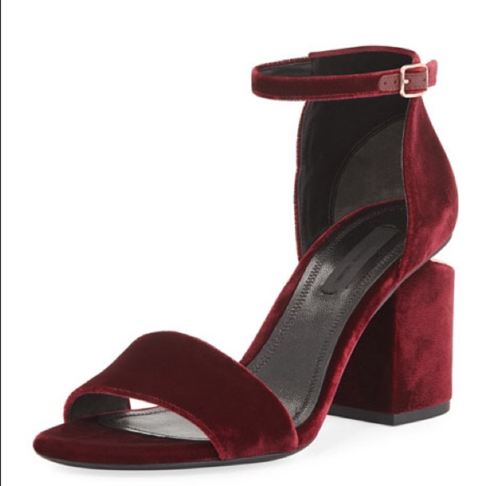 Alexander Wang Abby velvet sandals in Bordeaux 36