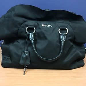 Prada Nylon Black Ruffle bag with leather handles