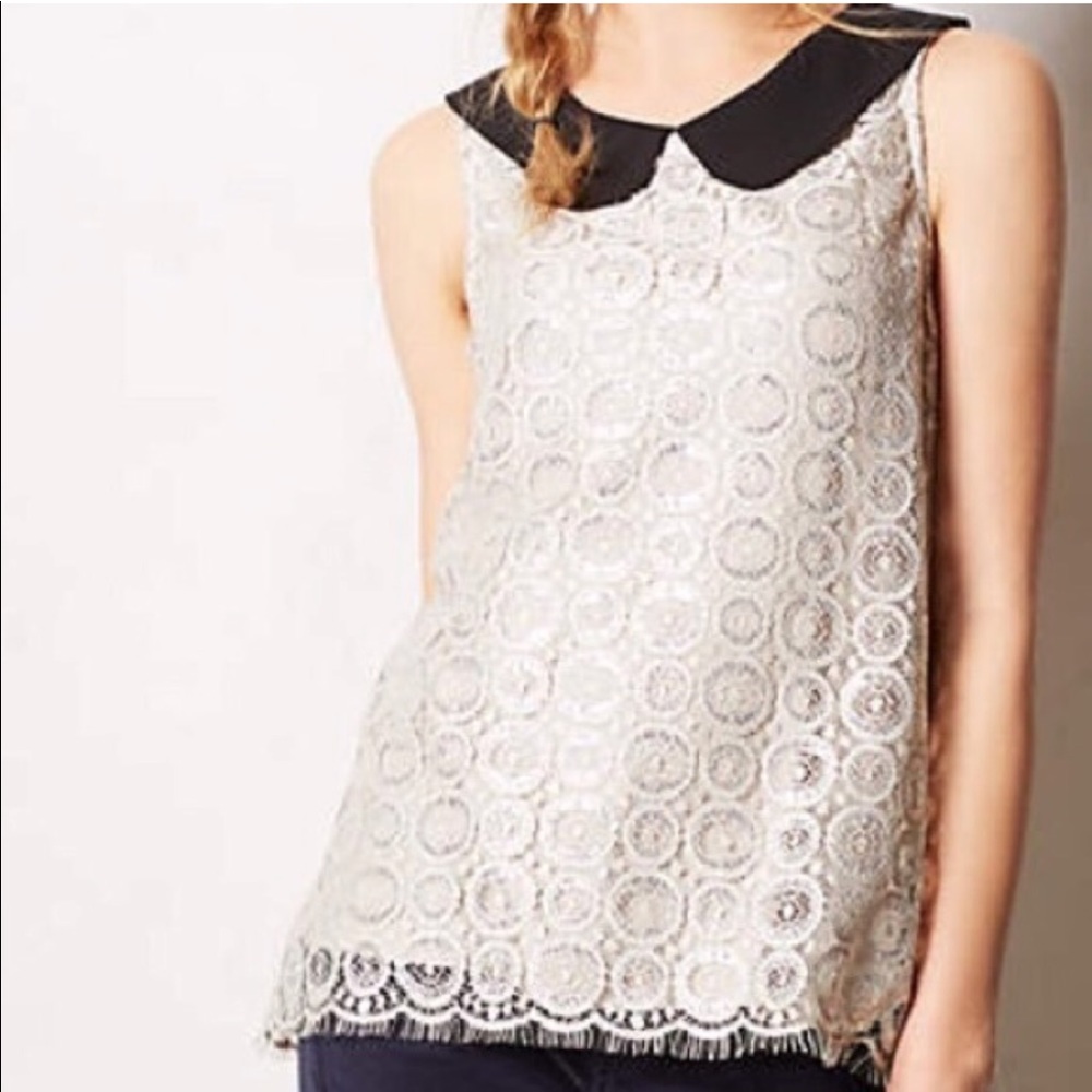 Anthropologie Silver Lace Shirt