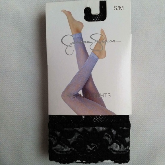 Jessica Simpson Accessories - JESSICA SIMPSON Black Lace Legging Tights Footless