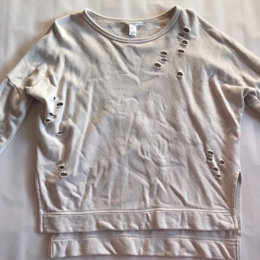 Forever 21 creme sweatshirt w/ holes