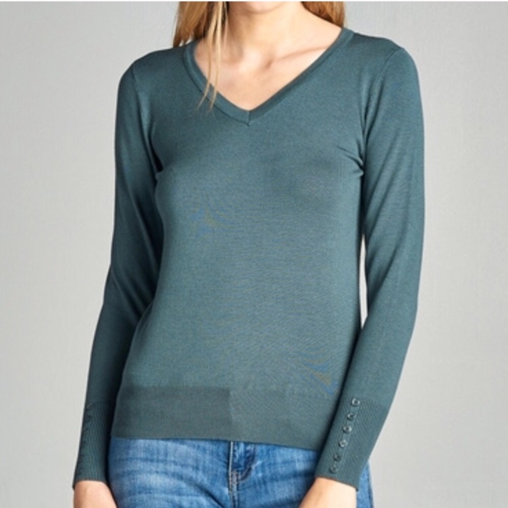 🆕Dusty Sage V Neck Sweater ❤️