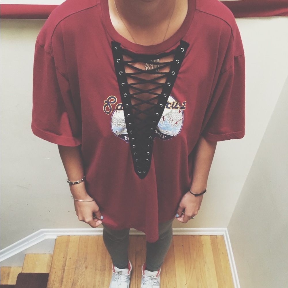 LF vintage lace up oversized tee