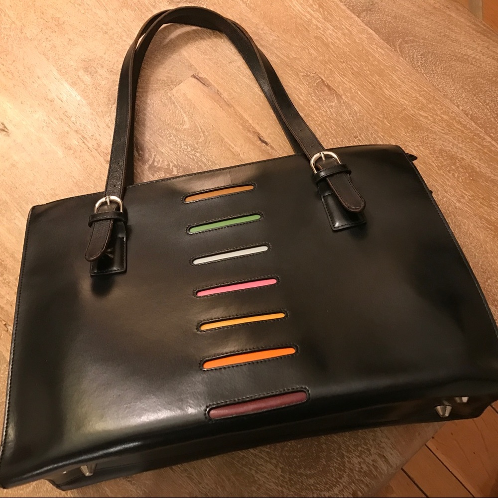 Black Leather Jack Georges shoulder bag