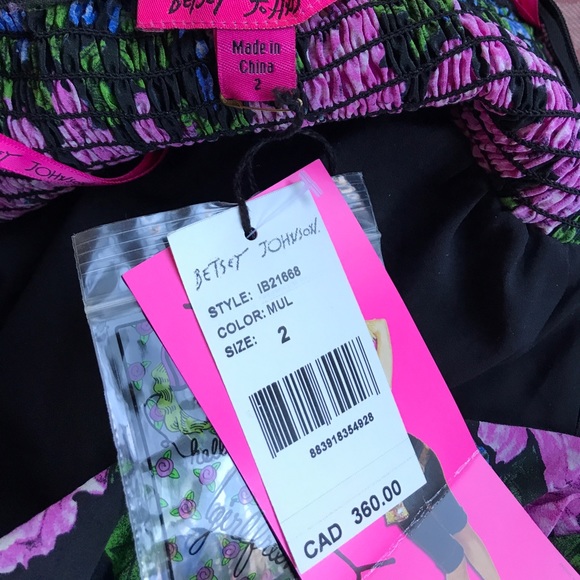 NWT $360 Betsey Johnson Floral strapless dress 2 - Picture 4 of 4