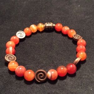 Red Agate gemstone bracelet 7.5"