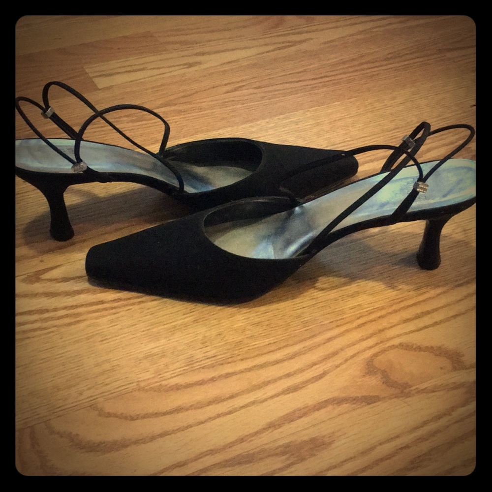 Stuart Weitzman strappy black sandal mules 8 1/2