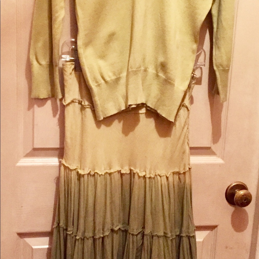 Fun Multi-Greens Skirt/Sweater 2pc  Outfit
