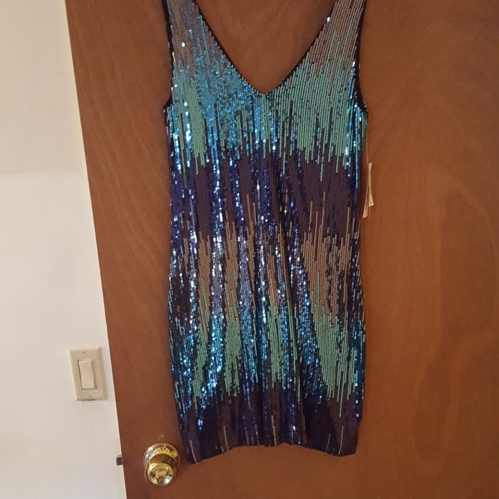 Blue sequin mini-dress