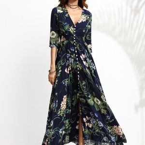SHEIN floral maxi dress with buttons