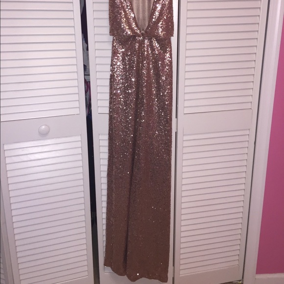 Jenny Yoo Gold Sequin Gown - Picture 5 of 7