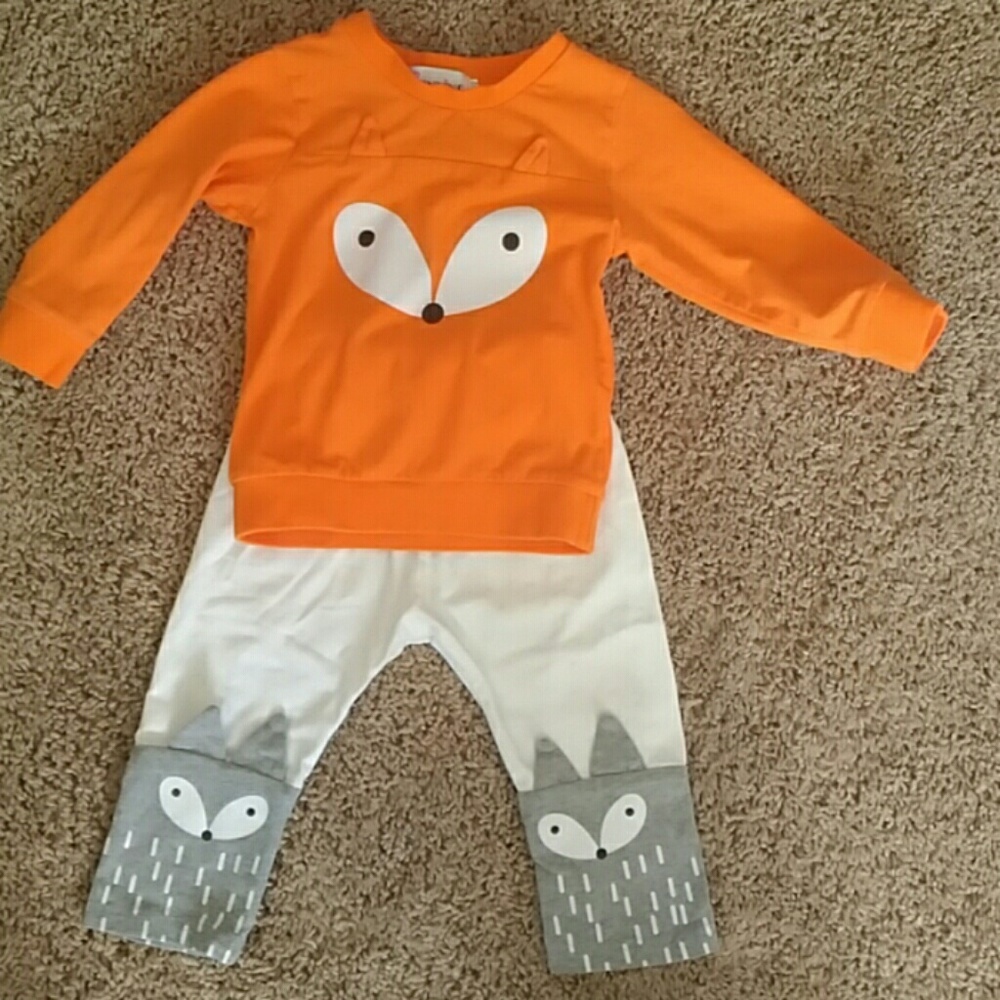 Adorable boutique 2 piece matching fox outfit