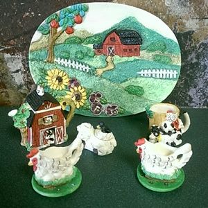 💟Vintage miniature tea set. Barnyard