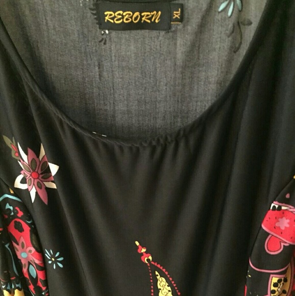 Dress black floral - Picture 3 of 4