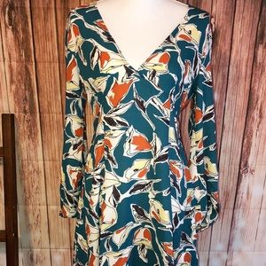 Long Sleeve Open Bow Back Floral Dress