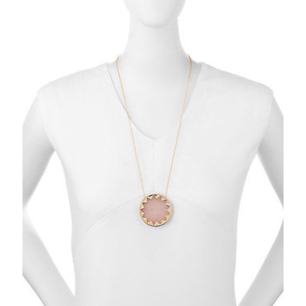 House of Harlow Rose-Quartz-Sunburst Necklace